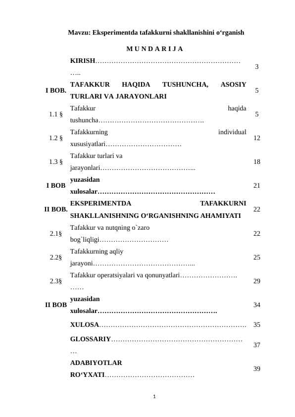 Eksperimentda tafakkurni shakllanishini o‘rganish 1