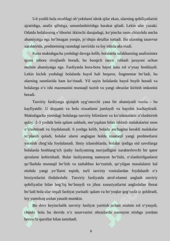 Maktabgacha yoshdagi bolalarda tasviriy faoliyat jarayonidagi idrokni rivojlantirish 8