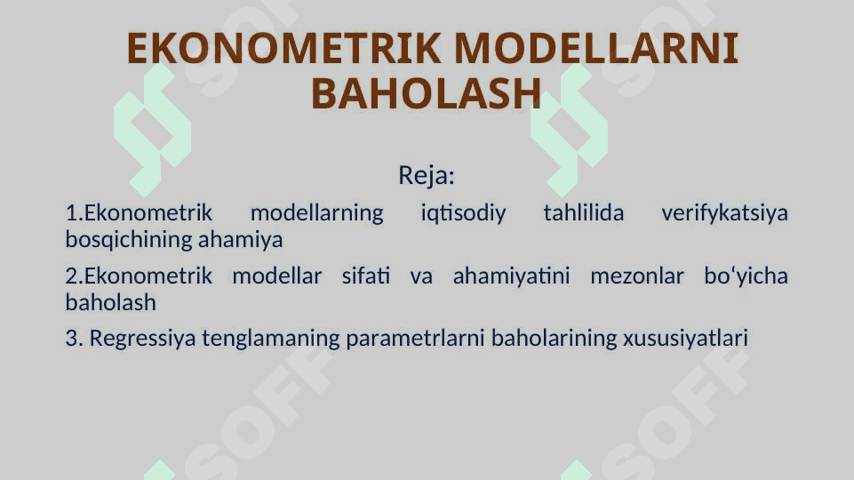 EKONOMETRIK MODELLARNI BAHOLASH 2