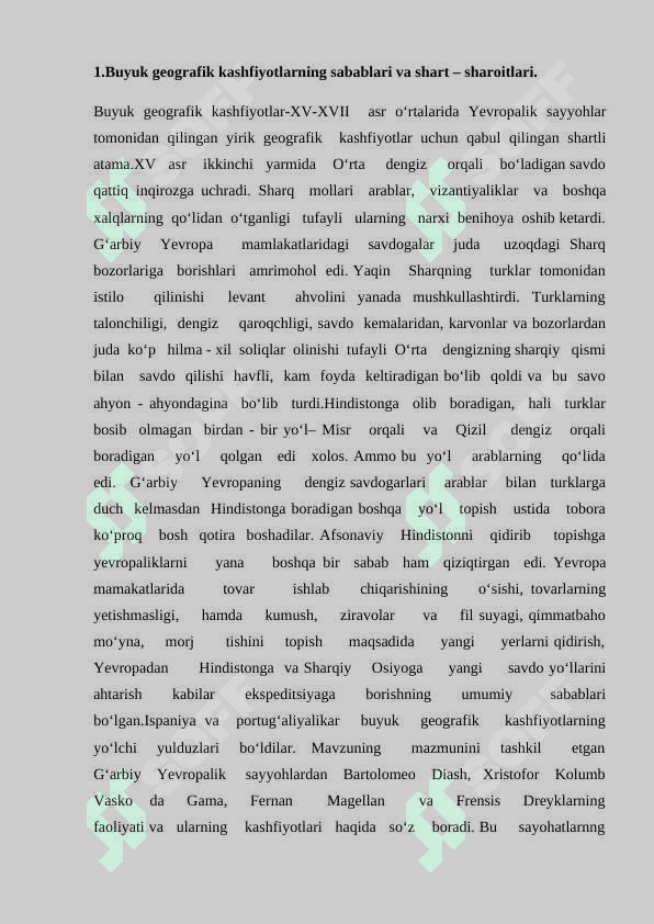 BUYUK GEOGRAFIK KASHFIYOTLARNING YEVROPA DAVLATLARI ICHUN IJTIMOIY-IQTISODIY AHAMIYATI. 5