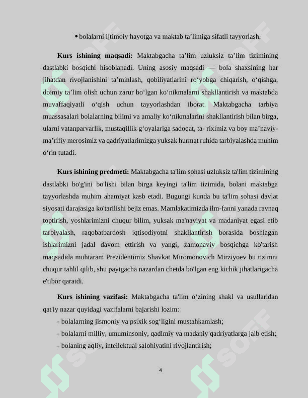“O‘zbekiston mustaqillikga erishgandan keying davirdagi maktabgacha ta’limning rivojlanishi” 4