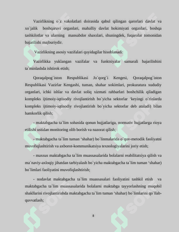 “O‘zbekiston mustaqillikga erishgandan keying davirdagi maktabgacha ta’limning rivojlanishi” 8