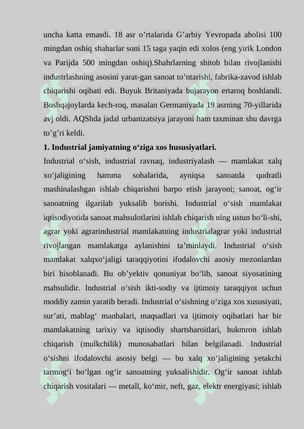 Yevropada indistrial sivilizatsyaning shakillanishi. 3