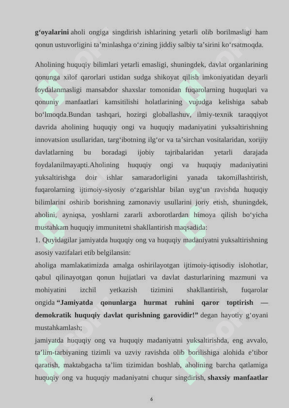 Huquqiy tarbiya jarayonida huquqiy ongni yuksaltrish va huquqiy ongni shakllantrish 6