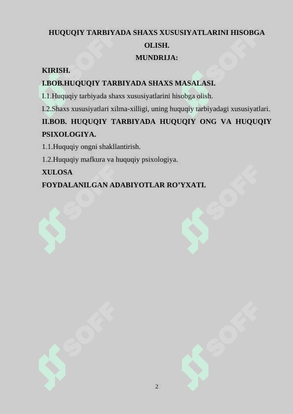 Huquqiy tarbiyada shaxs xususiyatlarini hisobga olish. 2