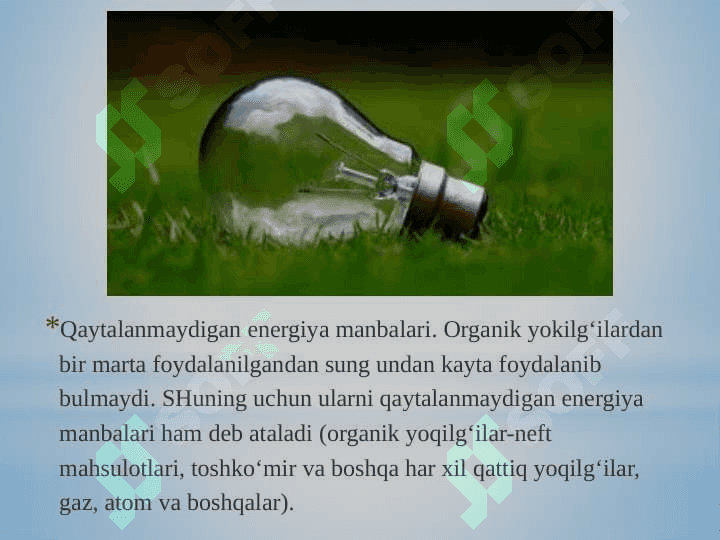 NEFT VA GAZNI O’RNINI BOSUVCHI  MUQOBIL ENERGIYA MANBALARI - Муқобил энергия манбалари 3