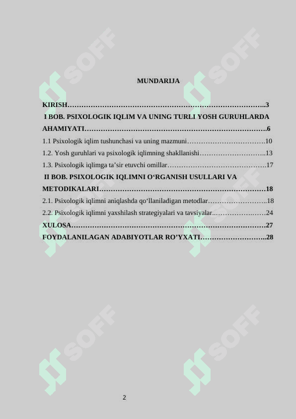 TURLI YOSH GURUHLARDA PSIXOLOGIK IQLIMNI O’RGANISH METODIKASI. 2