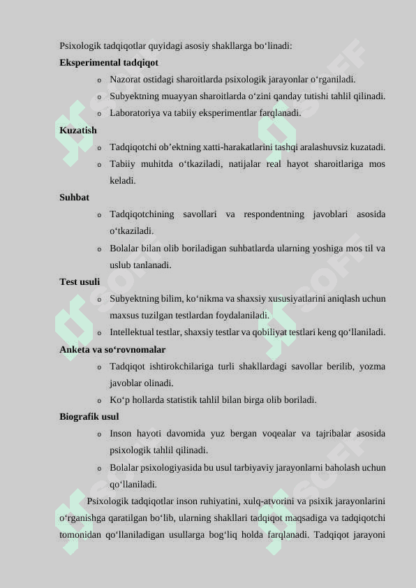 Bolalar psixologiyasining asosiy yordamchi metodlari 4