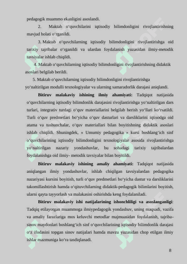 Mаktаb о‘quvchilаrgа iqtisоdiy tаʼlim bеrish оrqаli tаrbiyаlаshning mаzmuni, shаkli vа mеtоdlаri 8