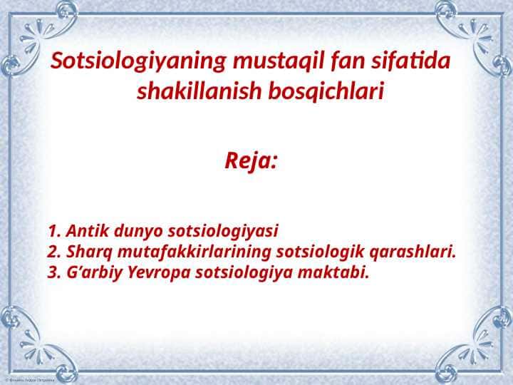 Sotsiologiyaning mustaqil fan sifatida shakillanish bosqichlari
