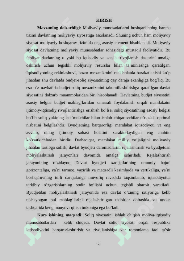 DAVLATNING BYUDJET-SOLIQ (FISKAL) SIYOSATI 2