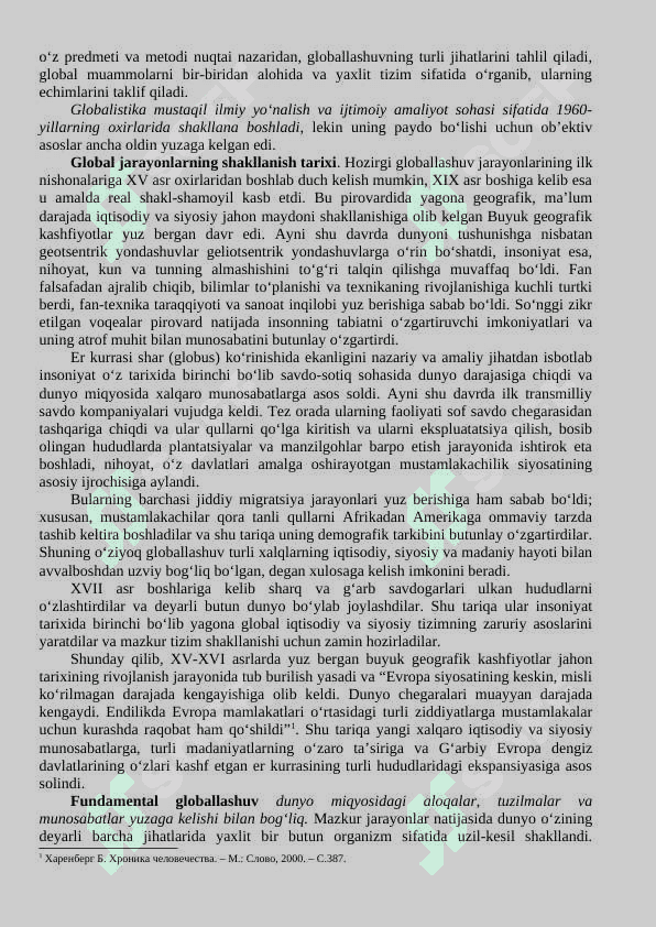 Global jarayonlar va barqaror taraqqiyot 2