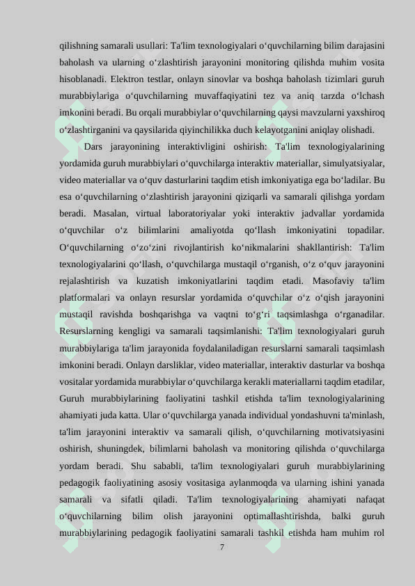 SINF RAHBARLARI FAOLIYATINI TASHKIL ETISHDA TA‘LIM TEXNOLOGIYALARIDAN FOYDALANISHNING AFZALLIKLARI 7