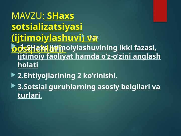 SHaxs sotsializatsiyasi (ijtimoiylashuvi) va bosqichlari