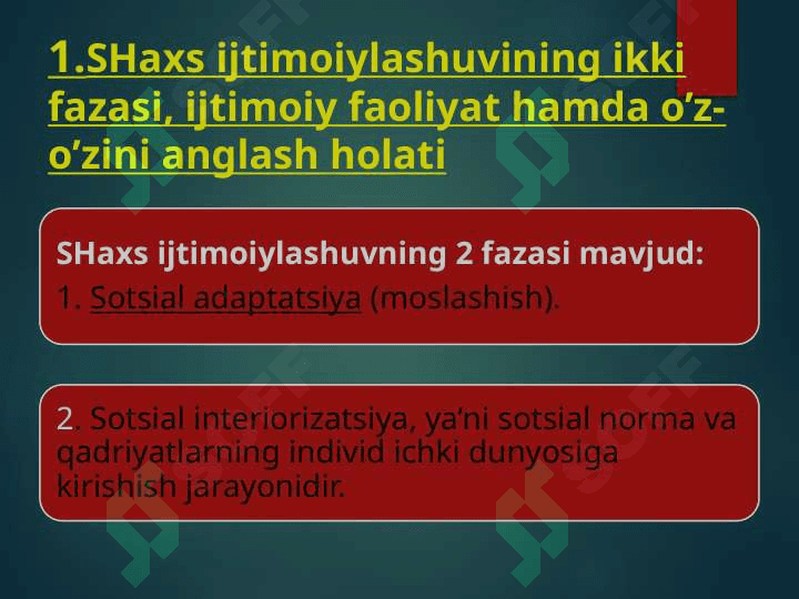 SHaxs sotsializatsiyasi (ijtimoiylashuvi) va bosqichlari 2