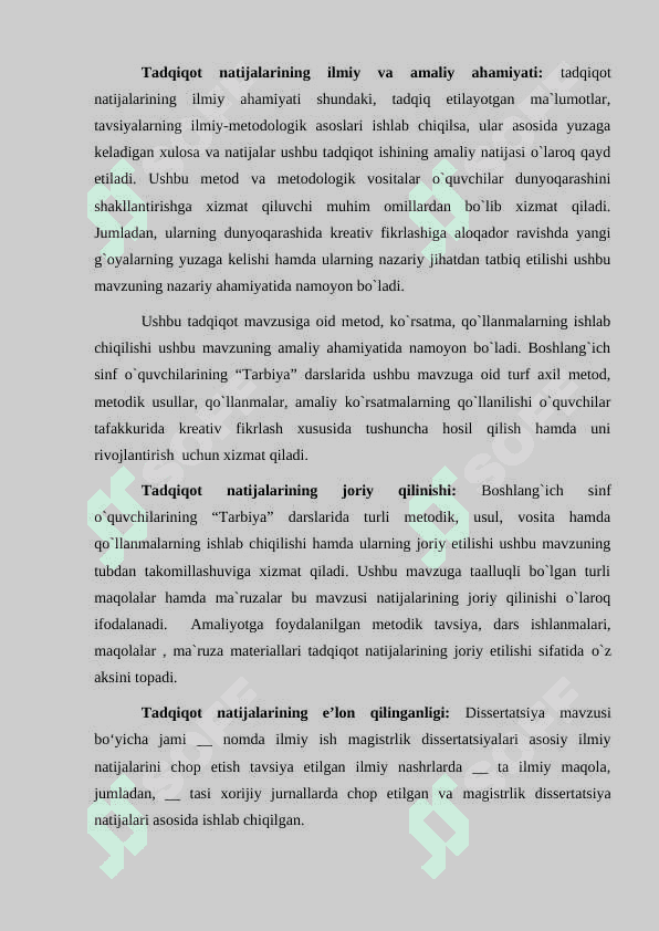 BOSHLANG`ICH SINF O`QUVCHILARINI “TARBIYA” FANI DARSLARIDA KREATIV FIKRLASHINI SHAKLLANTIRISHNING PEDAGOGIK ASOSLARI 7