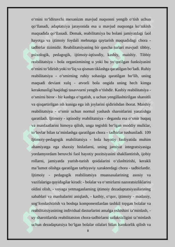 Tarbiyasi  og‘ir  bolalar  bilan  ishlashning  ijtimoiy-pedagogik texnologiyalari 8