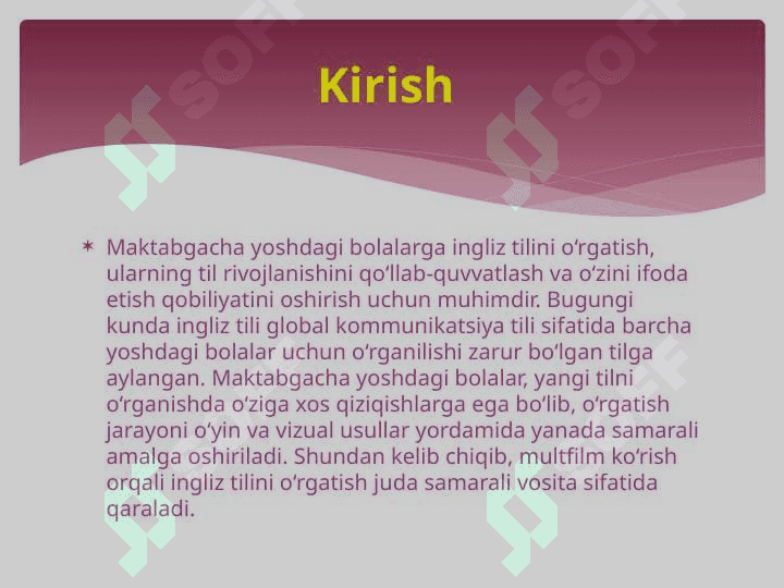 Maktabgacha bolalarni ingliz tilini o'rgatishda multfilm ko'rish orqali o'rganishi 3