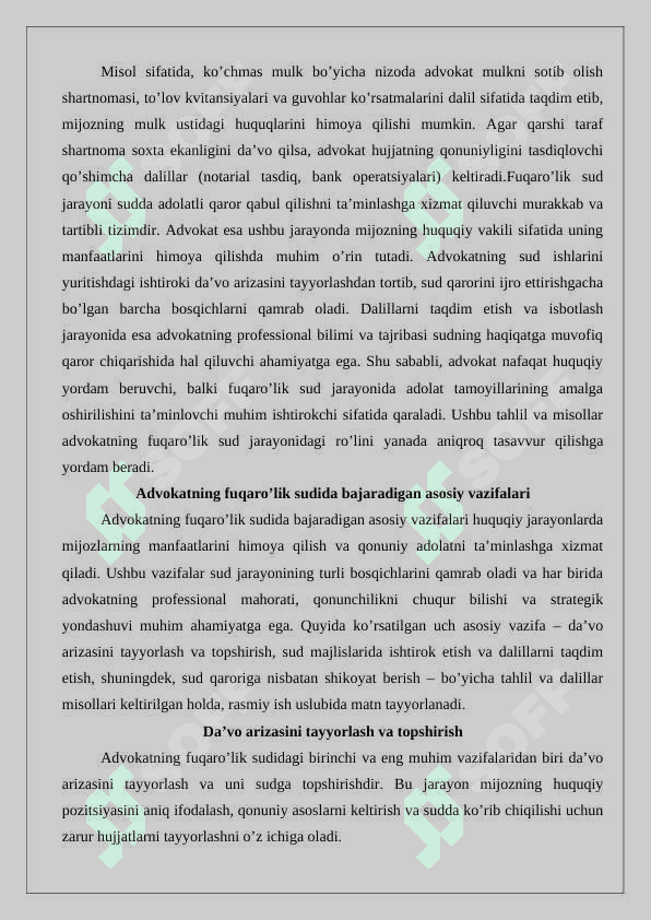 Advokatning fuqaro’lik sudi ishlarini yuritishdagi ishtiroki 25 8