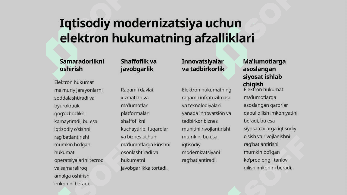 Mamlakat iqtisodiyotini modernizatsiya qilishda elektron hukumatning roli 3