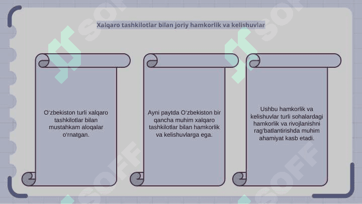 O’zbekistonning xalqaro tashkilotlar bilan aloqalari 5