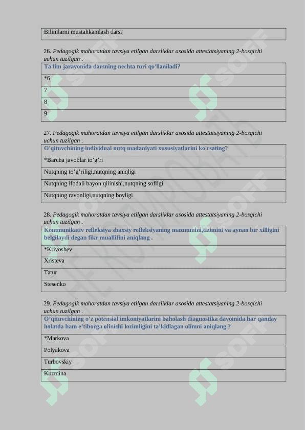 pedagogik mahorat testlari 8