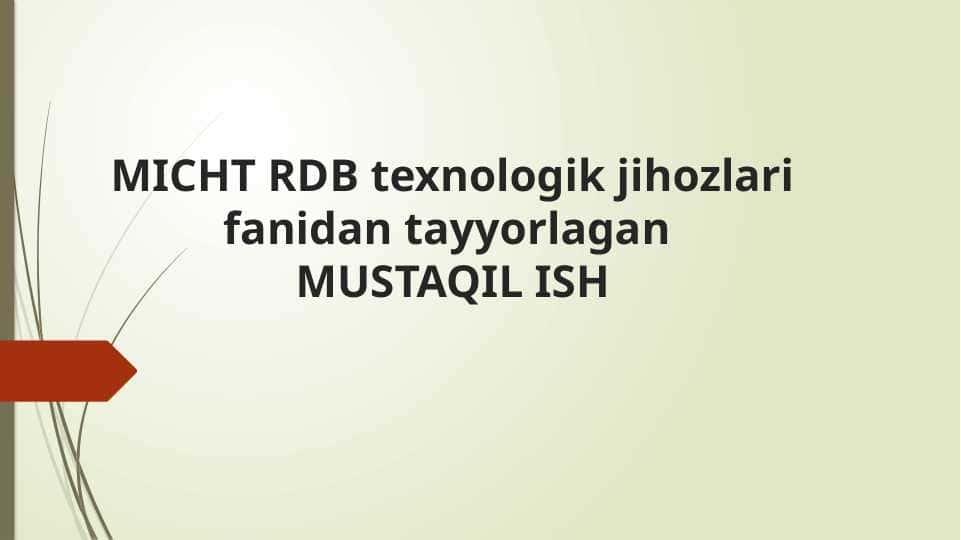 RDB TOKARLIK TEXNOLOGIK JIHOZLARINI STRUKTURAVIY-TEXNOLOGIK MODELLASH