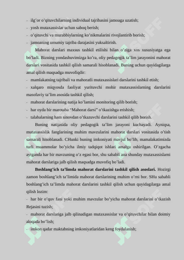 BOSHLANG’ICH SINFLARDA MAHORAT DARSLARI USULI 2