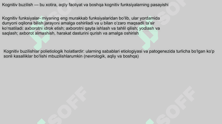 Kognitiv buzilishlar 2