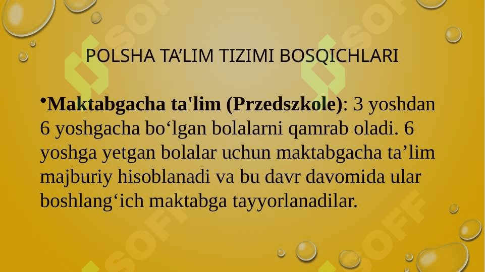Polsha boshlang‘ich ta’lim tizimi. Ta’lim tizimi bosqichlari. Polsha boshlang‘ich ta’lim tizimi. 3