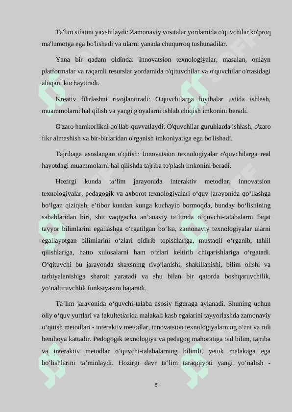 Innovatsion pedagogik texnologiyalarni tatbiq etish 5