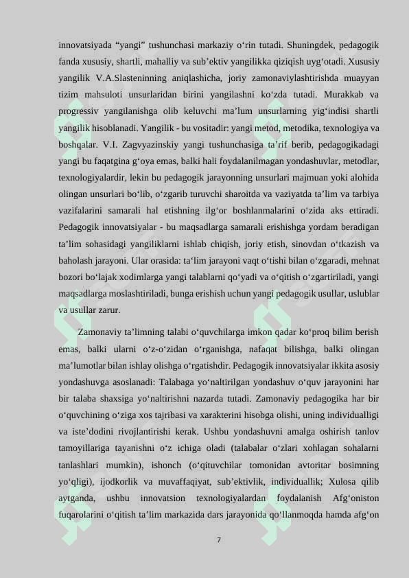 Innovatsion pedagogik texnologiyalarni tatbiq etish 7
