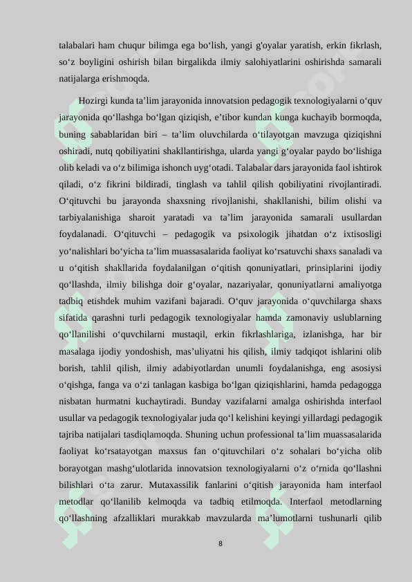 Innovatsion pedagogik texnologiyalarni tatbiq etish 8