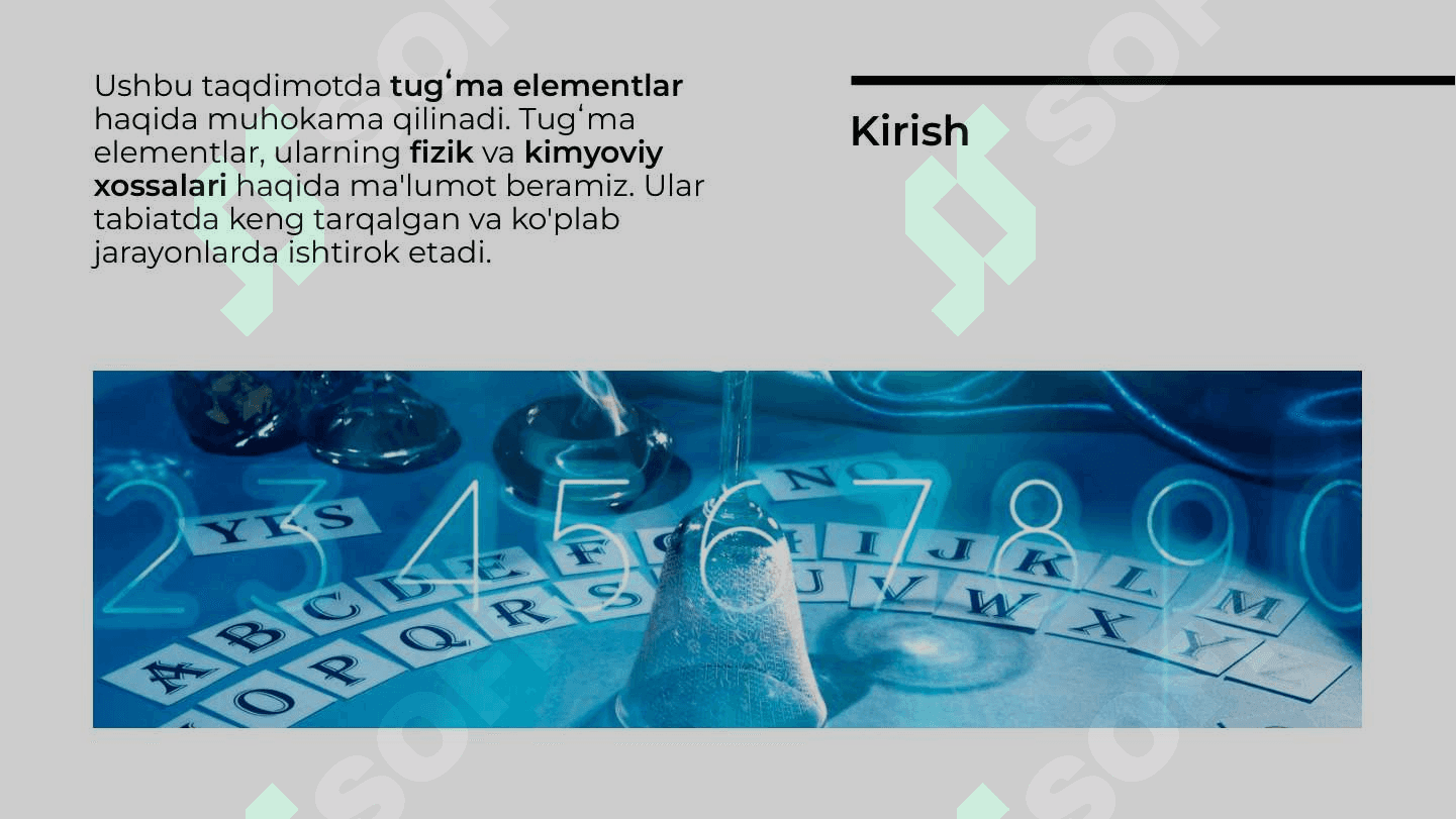 Sof tugʻma elementlar va ularning fizik kimyoviy xossalari 2