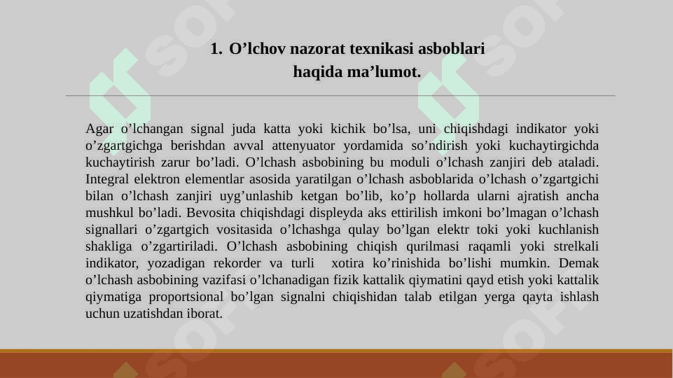 O’LCHOV NAZORAT TEХNIKASI ASBOBLARI. 3