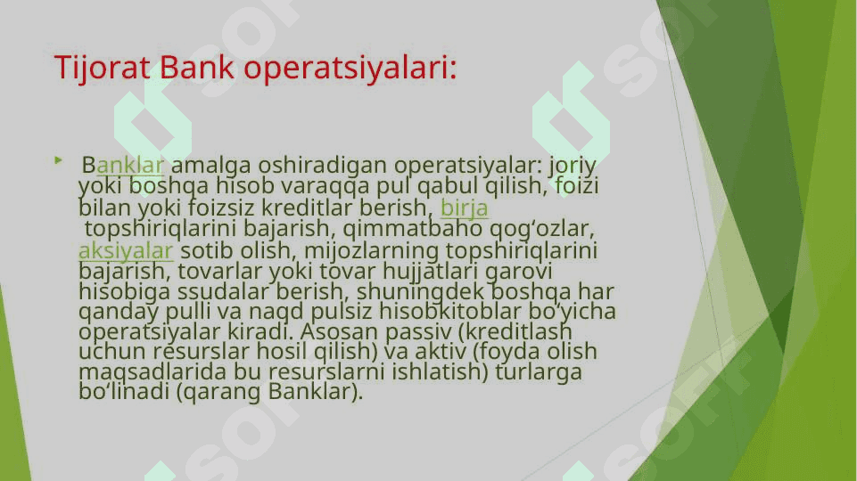 Tijorat Bank vazifalari 2