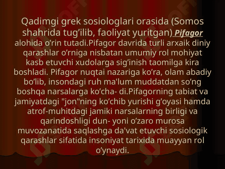 Antik dunyo sotsiologiyasi.Sharq mutaffakkirlarining sotsiologik qarashlari 7