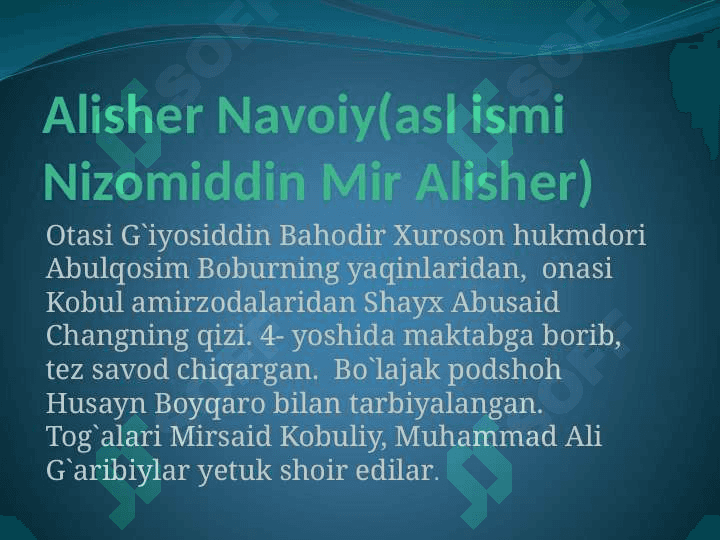 Alisher Navoiy-g’azal mulkining sultoni 3