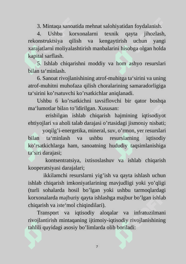 Viloyat iqtisodiyotini tahlil qilish yo’nalishlari: hududning makroiqtisodiy xususiyatlari 7