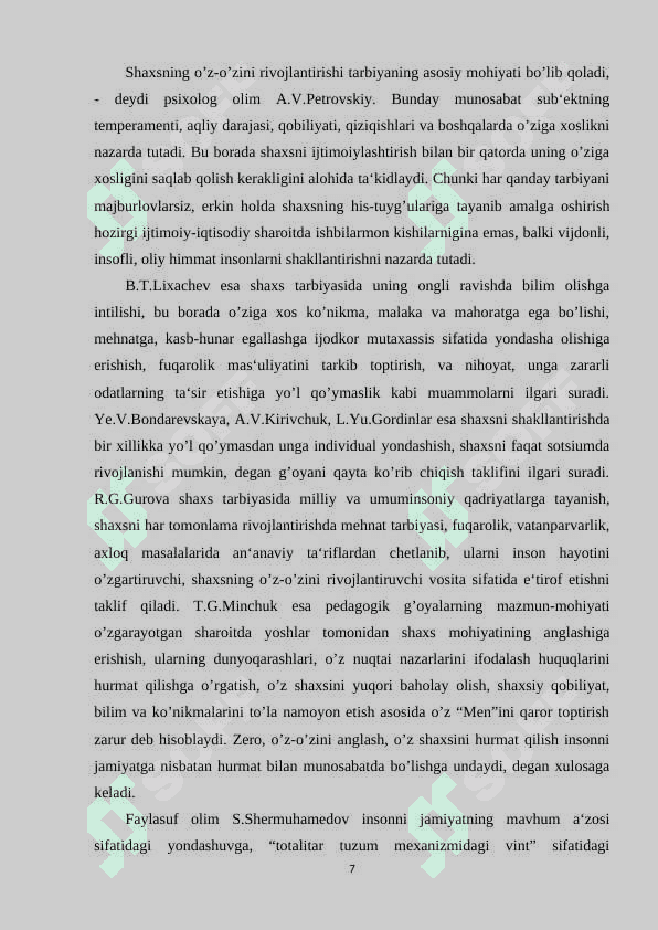 TARBIYA SHAXSNI MAQSADGA MUVOFIQ SHAKLLANTIRISH JARAYONI SIFATIDA 7