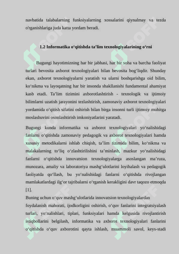 TA'LIM JARAYONIDA INFORMATIKA O'QITISH METODIKASI 6