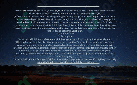 Datchiklarning tavsiflari 2