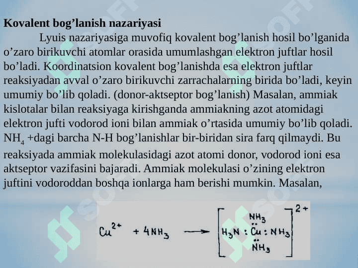 Kompleks birikmalarda kimyoviy bog‘lanish tabiati 6