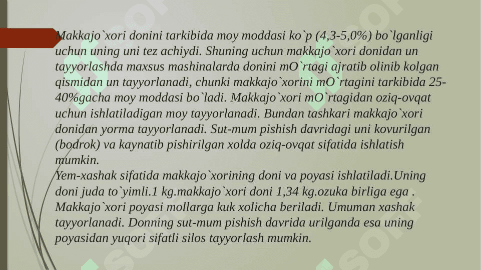 shirin makkajo'xori navlari tasnifi va yetishtirish       texnologiyasi 4