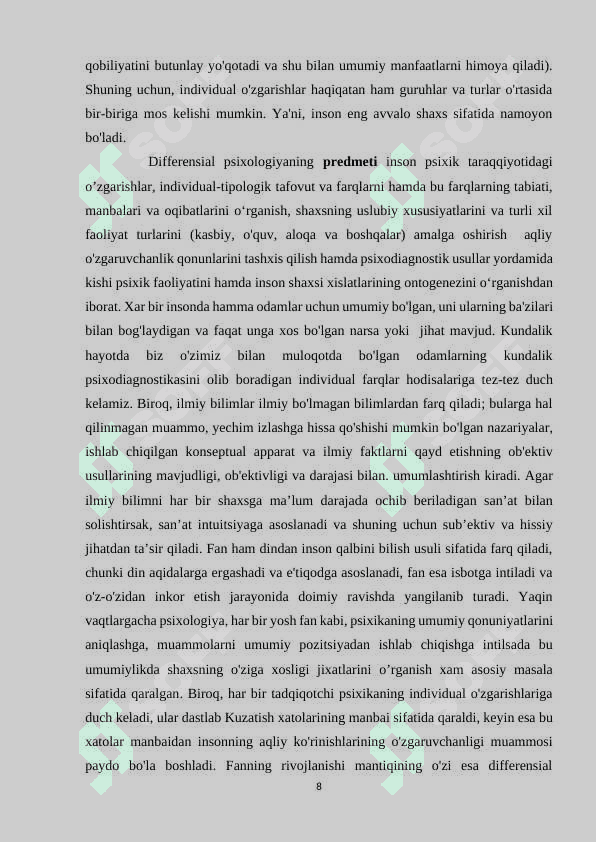 DIFFERENSIAL PSIXOLOGIYA 8