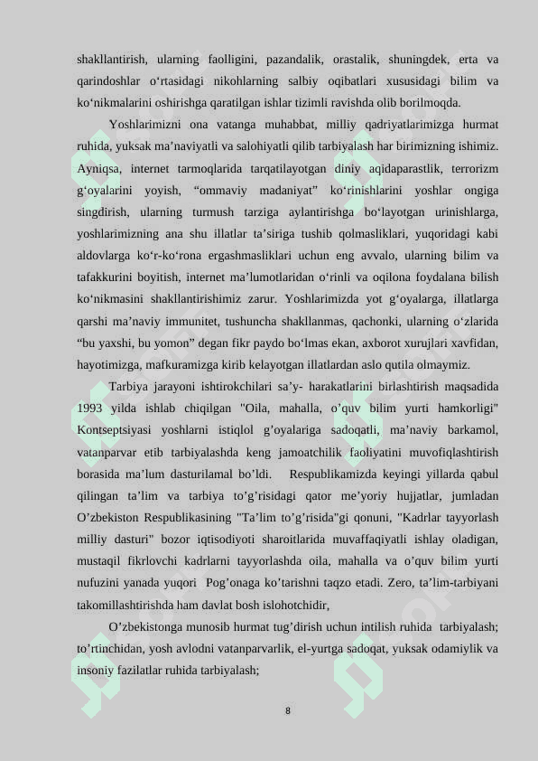 SHAXSNI TARBIYALASHDA OILA MAKTAB VA MAHALLANING HAMKORLIGI 8