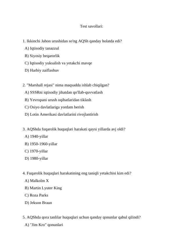 Amerika 30 test 1