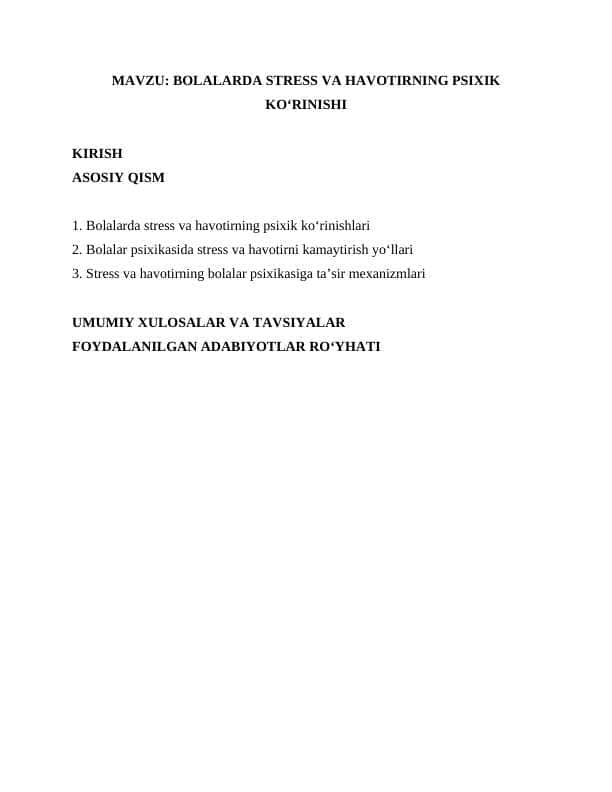 BOLALARDA STRESS VA HAVOTIRNING PSIXIK KO‘RINISHI (2)