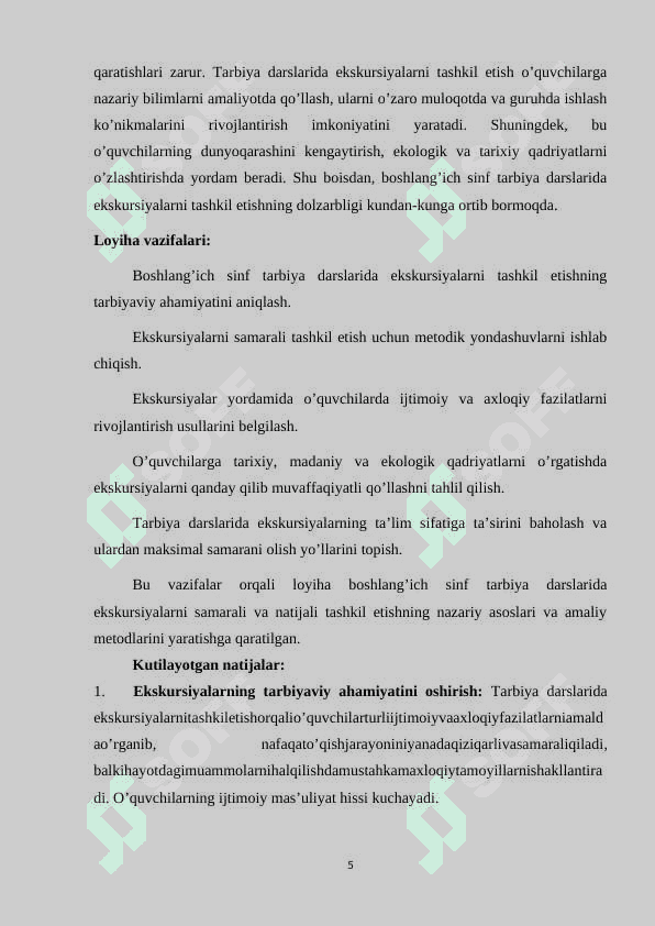 Boshlang’ich sinf  tarbiya darslarida ekskursiyalar tashkil etish 5