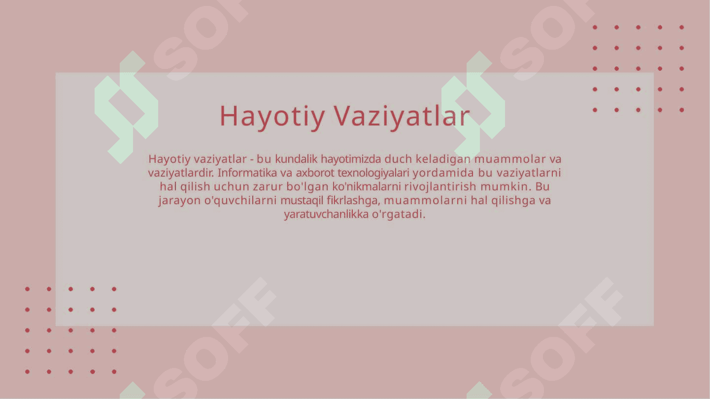 Hayotiy Vaziyatlarga Qadamlash 3